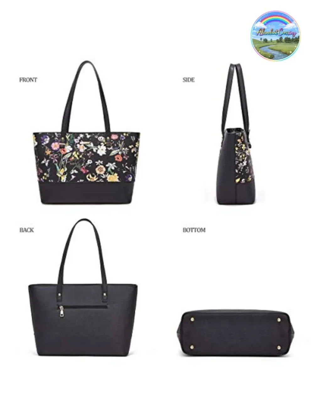 Faux Leather Satchel Handbag Set with Tote, Messenger, Wallet & Card Holder - 4